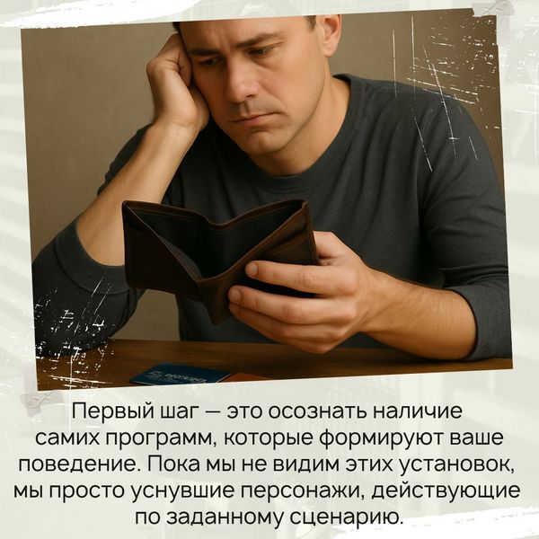 Засыпать в старых программах Первый шаг — это осознать наличие самих программ, которые формируют ваше поведение. Пока мы не видим этих установок, мы просто уснувшие персонажи, действующие по заданному сценарию.