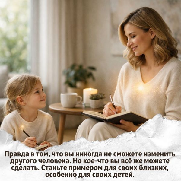 Правда в том, что вы никогда не сможете изменить другого человека. Но кое-что вы всё же можете сделать. Станьте примером для своих близких, особенно для своих детей. Х