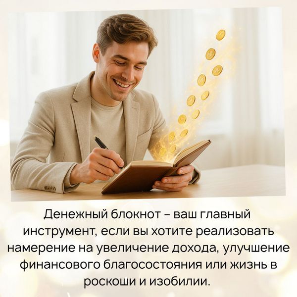 Денежный блокнот Денежный блокнот – ваш главный инструмент, если вы хотите реализовать намерение на увеличение дохода, улучшение финансового благосостояния или жизнь в роскоши и изобилии.