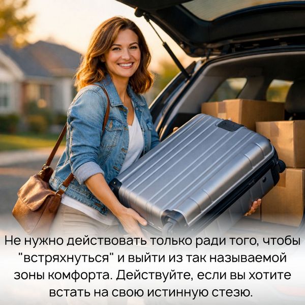 Не нужно действовать только ради того, чтобы "встряхнуться" и выйти из так называемой зоны комфорта. Действуйте, если вы хотите встать на свою истинную стезю.