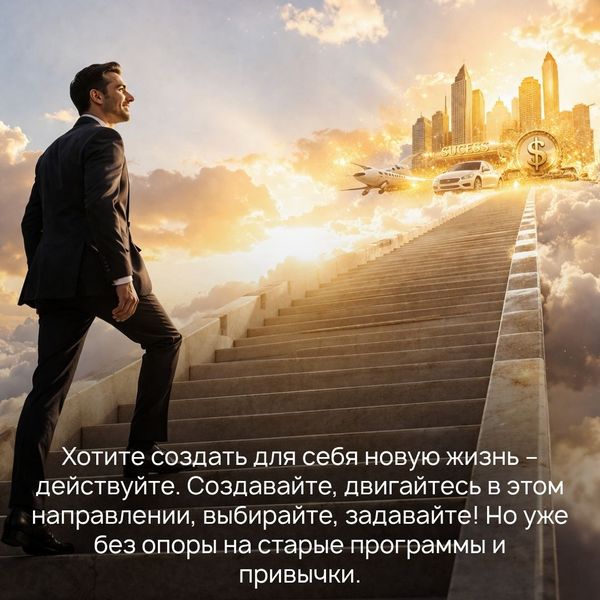 Хотите создать для себя новую жизнь – действуйте. Создавайте, двигайтесь в этом направлении, выбирайте, задавайте! Но уже без опоры на старые программы и привычки. 