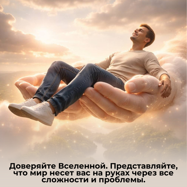 Доверяйте Вселенной!Представляйте, что мир несет вас на руках через все сложности и проблемы.