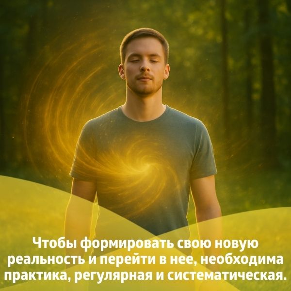 Чтобы формировать свою новую реальность и перейти в нее, необходима практика, регулярная и систематическая.