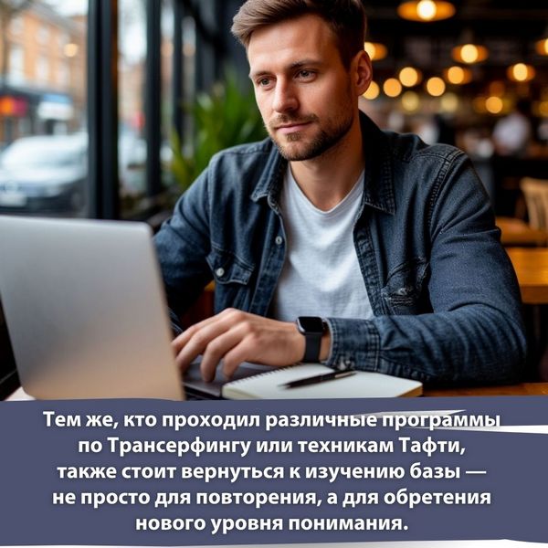 Тем, кто еще не знаком с Трансерфингом, рекомендуется начать именно с этого курса. Тем же, кто проходил различные программы по Трансерфингу или техникам Тафти, также стоит вернуться к изучению базы — не просто для повторения, а для обретения нового уровня понимания. 