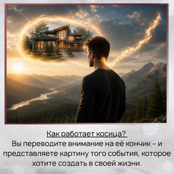 Как работает косица? Вы переводите внимание на её кончик – и представляете картину того события, которое хотите создать в своей жизни. 