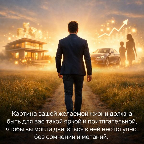 Картина вашей желаемой жизни должна быть для вас такой яркой и притягательной, чтобы вы могли двигаться к ней неотступно, без сомнений и метаний. 