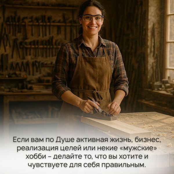Мужские хобби Если вам по Душе активная жизнь, бизнес, реализация целей или некие «мужские» хобби – делайте то, что вы хотите и чувствуете для себя правильным.