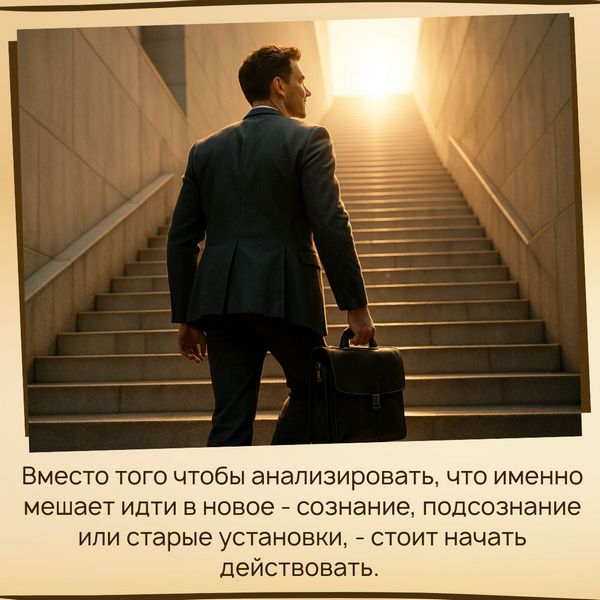 Вместо того чтобы анализировать, что именно мешает идти в новое - сознание, подсознание или старые установки, - стоит начать действовать.