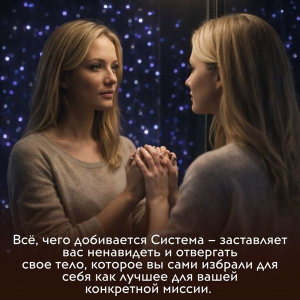 Всё, чего добивается Система – заставляет вас ненавидеть и отвергать свое тело, которое вы сами избрали для себя как лучшее для вашей конкретной миссии. 
