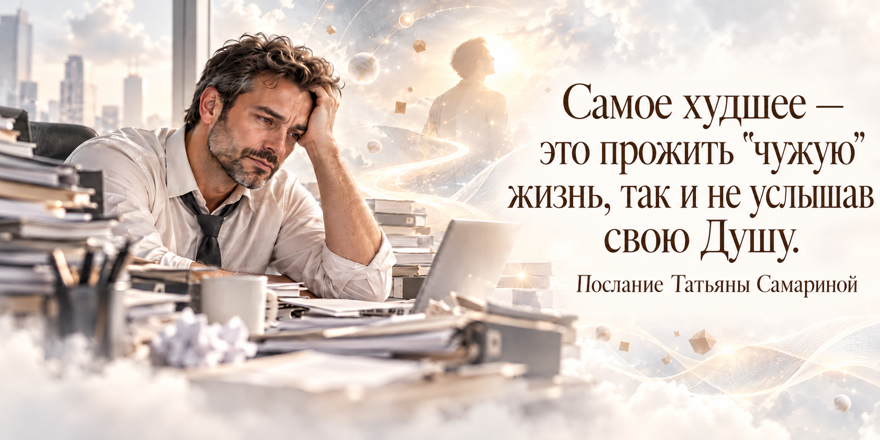 Самое худшее – это прожить "чужую" жизнь, так и не услышав свою Душу Самое худшее – это прожить "чужую" жизнь, так и не услышав свою Душу. Послание Татьяны Самариной