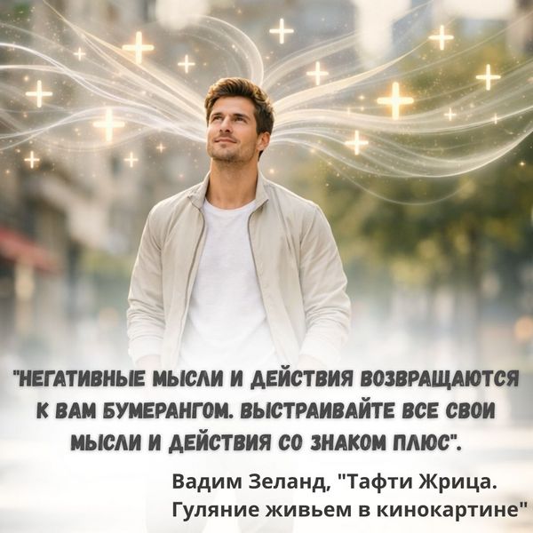 Негативные мысли и действия возвращаются к вам бумерангом. Выстраивайте все свои мысли и действия со знаком плюс
