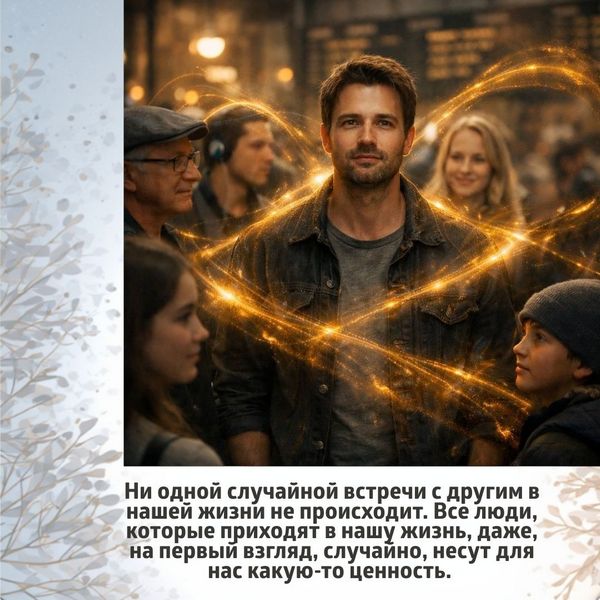 Ни одной случайной встречи с другим в нашей жизни не происходит. Все люди, которые приходят в нашу жизнь, даже, на первый взгляд, случайно, несут для нас какую-то ценность. Мне нравится, как об этом говорится в книге "Две жизни": "Никто тебе не друг, никто тебе не враг, но каждый человек тебе учитель".