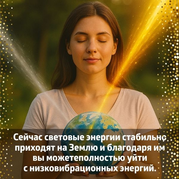 Сейчас световые энергии стабильно приходят на Землю и благодаря им вы можете полностью уйти с низковибрационных энергий.
