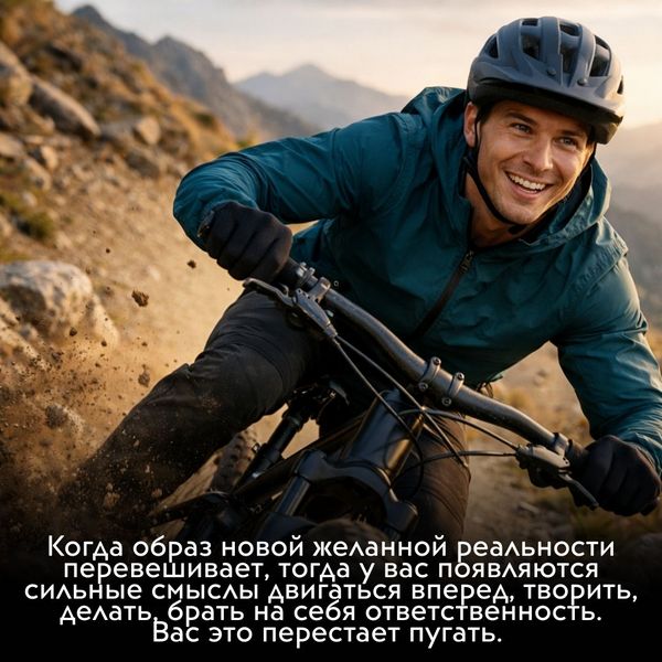 Когда образ новой желанной реальности перевешивает, тогда у вас появляются сильные смыслы двигаться перед, творить, делать, брать на себя ответственность. Вас это перестает пугать.