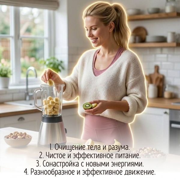 Шаг первый. Подготовка к регенерации. Для этого требуется: 1. Очищение тела и разума. 2. Чистое и эффективное питание. 3. Сонастройка с новыми энергиями. 4. Разнообразное и эффективное движение. 