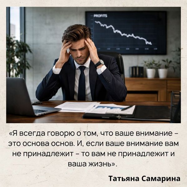 «Я всегда говорю о том, что ваше внимание – это основа основ. И, если ваше внимание вам не принадлежит – то вам не принадлежит и ваша жизнь» (Татьяна Самарина) 
