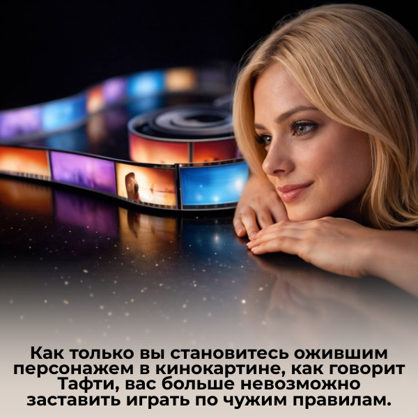 Как только вы становитесь ожившим персонажем в кинокартине, как говорит Тафти, вас больше невозможно заставить играть по чужим правилам.