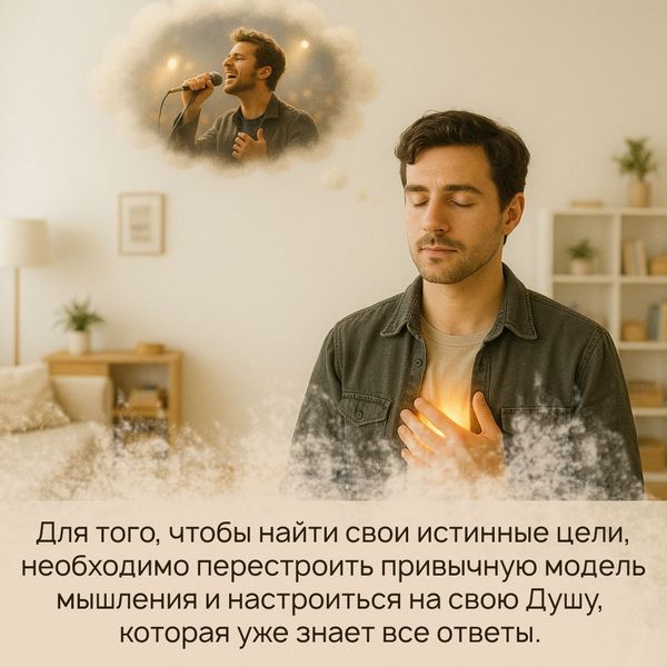 Для того, чтобы найти свои истинные цели, необходимо перестроить привычную модель мышления и настроиться на свою Душу, которая уже знает все ответы.