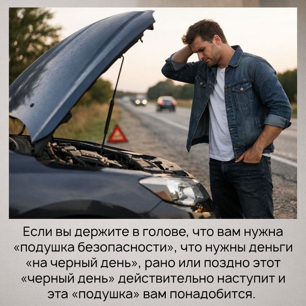 Если вы держите в голове, что вам нужна «подушка безопасности», что нужны деньги «на черный день», рано или поздно этот «черный день» действительно наступит и эта «подушка» вам понадобится.