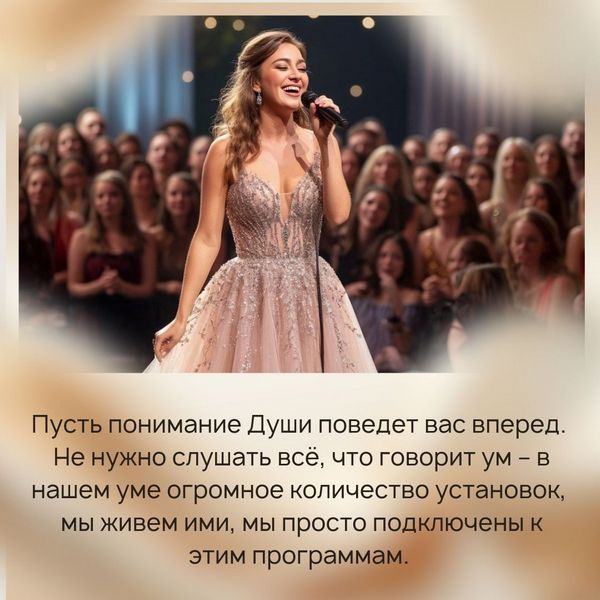 Понимание Души и поведет вас вперед. Не нужно слушать всё, что говорит ум – в нашем уме огромное количество установок, мы живем ими, мы просто подключены к этим программам.