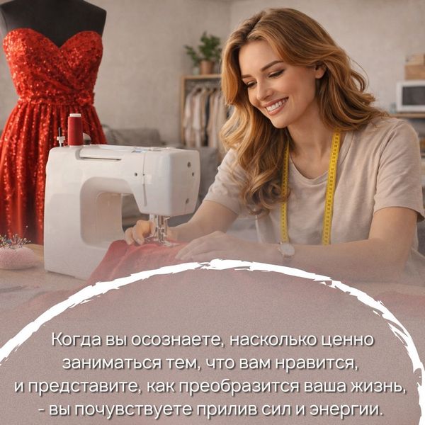 Как только вы начнёте делать планомерные шаги и расставите внутренние приоритеты, всё изменится. Когда вы осознаете, насколько ценно заниматься тем, что вам нравится, и представите, как преобразится ваша жизнь, - вы почувствуете прилив сил и энергии. 