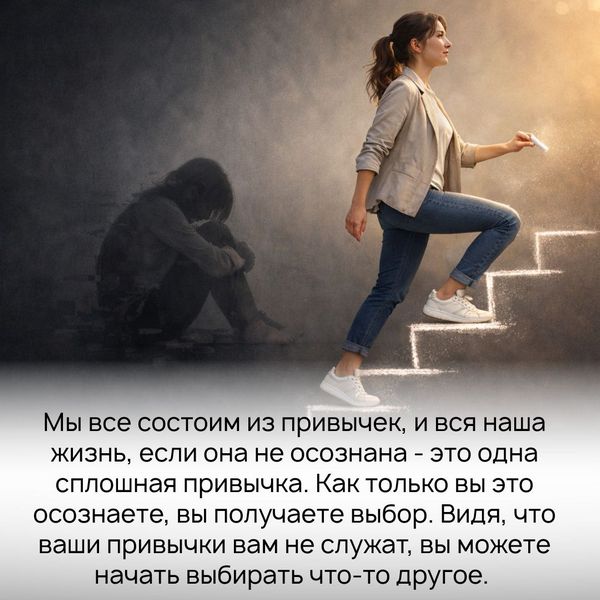 Но мы все состоим из привычек, и вся наша жизнь, если она не осознана - это одна сплошная привычка. Как только вы это осознаете, вы получаете выбор. Видя, что ваши привычки вам не служат, вы можете начать выбирать что-то другое. 