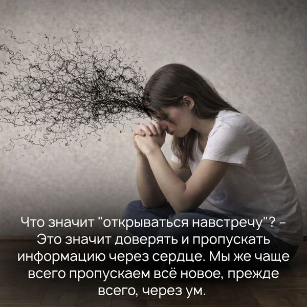Что значит "открываться навстречу"? – Это значит доверять и пропускать информацию через сердце. Мы же чаще всего пропускаем всё новое, прежде всего, через ум.