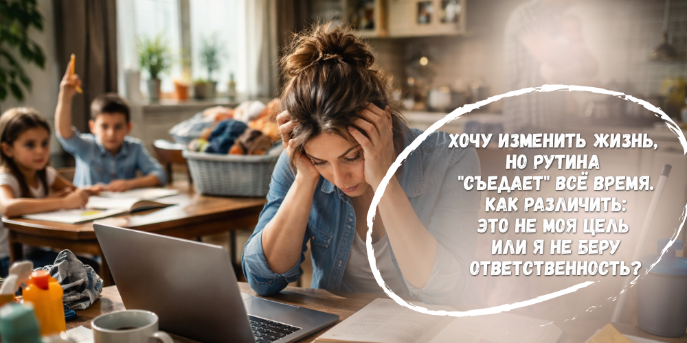 Хочу изменить жизнь, но рутина "съедает" всё время. Как различить: это не моя цель или я не беру ответственность?