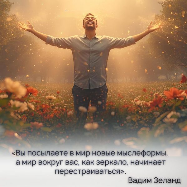 «Вы посылаете в мир новые мыслеформы, а мир вокруг вас, как зеркало, начинает перестраиваться.» (В. Зеланд «Вершитель реальности»).