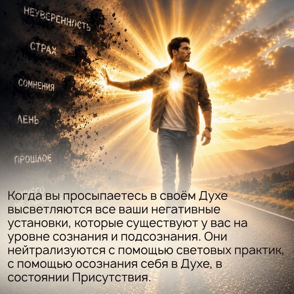 Когда вы просыпаетесь в своём Духе, - а сейчас происходит процесс одухотворения физического тела, - высветляются все ваши негативные установки, которые существуют у вас на уровне сознания и подсознания.