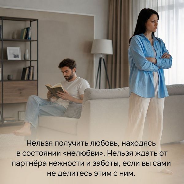Нельзя получить любовь, находясь в состоянии «нелюбви». Нельзя ждать от партнёра нежности и заботы, если вы сами не делитесь этим с ним. 