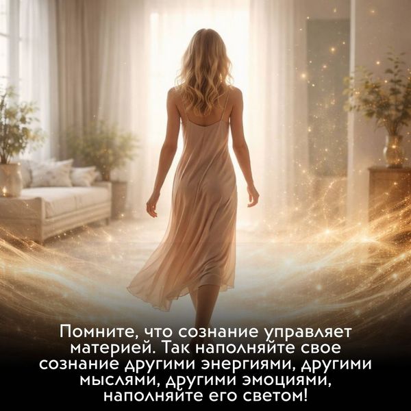 Помните, что сознание управляет материей. Так наполняйте свое сознание другими энергиями, другими мыслями, другими эмоциями, наполняйте его светом!