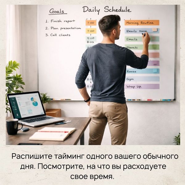 Распишите тайминг одного вашего обычного дня. Посмотрите, на что вы расходуете свое время