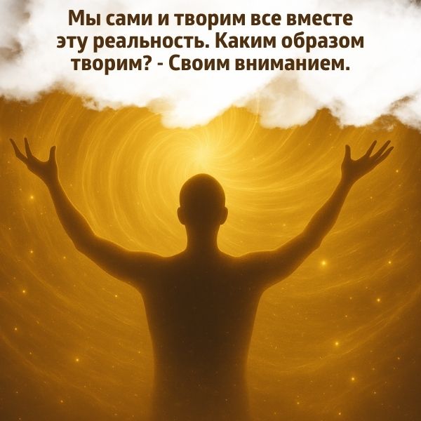 Мы сами и творим все вместе эту реальность Каким образом творим? - Своим вниманием.