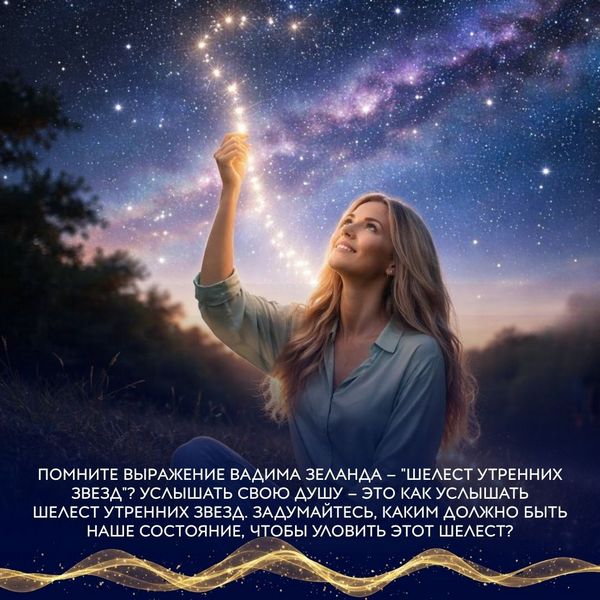 Настройтесь на то, чтобы спокойно идти вперед, никуда не торопясь, слушая внимательно "шелест утренних звезд". У каждого из нас свое восприятие, свой темп. Позволяя себе не гнаться за быстрыми результатами, вы придете к себе настоящему. 