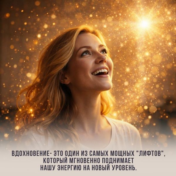 Вдохновение - это один из самых мощных "лифтов", который мгновенно поднимает нашу энергию на новый уровень.