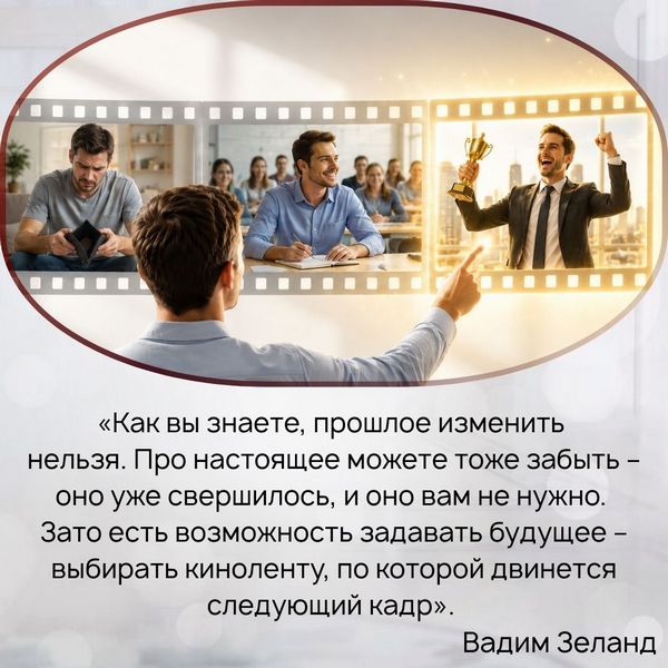 «Что означает двигать кадром? Как вы знаете, прошлое изменить нельзя. Про настоящее можете тоже забыть – оно уже свершилось, и оно вам не нужно. Зато есть возможность задавать будущее – выбирать киноленту, по которой двинется следующий кадр. Как это делать?» (Вадим Зеланд, «Тафти жрица»). 
