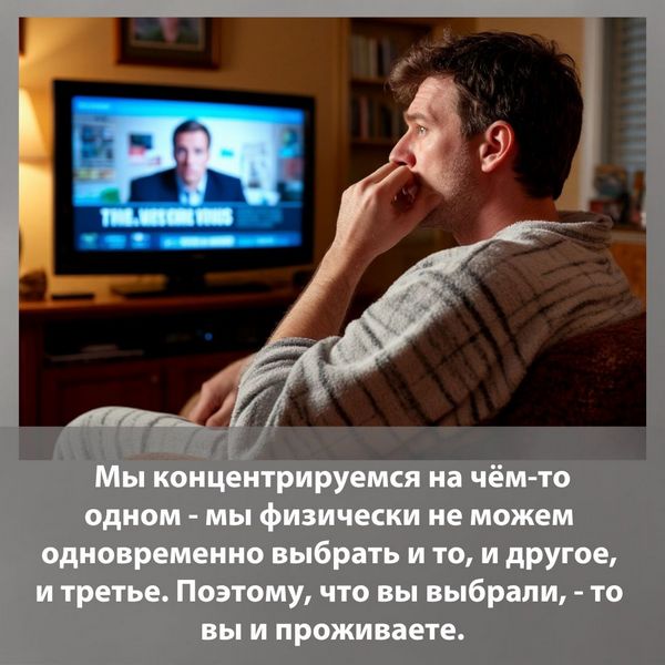 Мы концентрируемся на чём-то одном - мы физически не можем одновременно выбрать и то, и другое, и третье. Поэтому, что вы выбрали, - то вы и проживаете. 